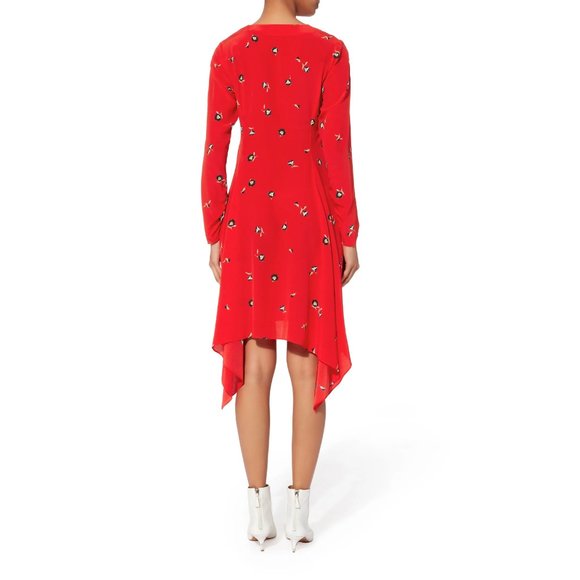 NWT INTERMIX Josie Red Floral Silk Dress 0 - Picture 3 of 6